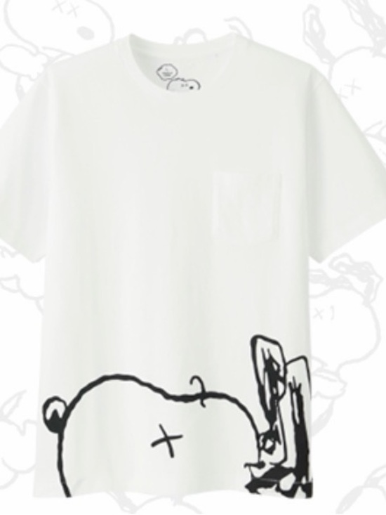 Uniqlo x KAWS Other - KAWS collab Peanuts Graphic Pocket Tee with Black Cartoon Print